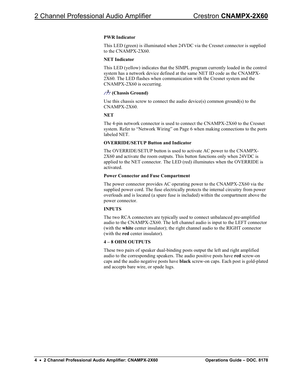 Crestron electronic CNAMPX-2X60 User Manual | Page 8 / 24