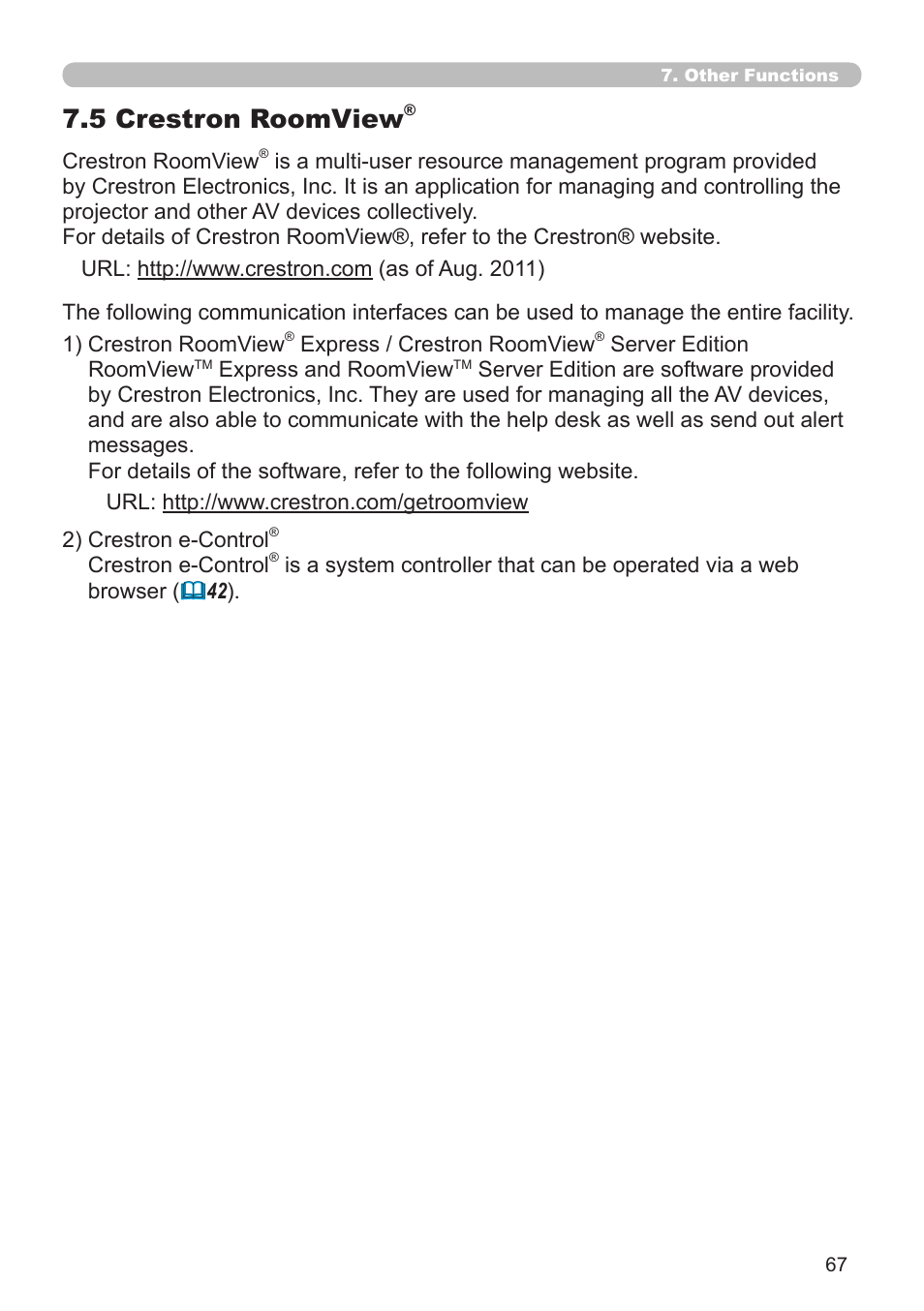 5 crestron roomview | Crestron electronic CP-X8150 User Manual | Page 67 / 70