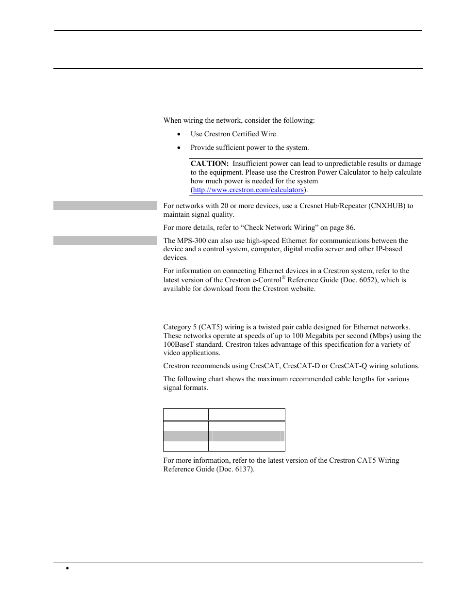 Setup, Network wiring, Cat5 wiring | Crestron electronic Multimedia Presentation System 300 MPS-300 User Manual | Page 26 / 96