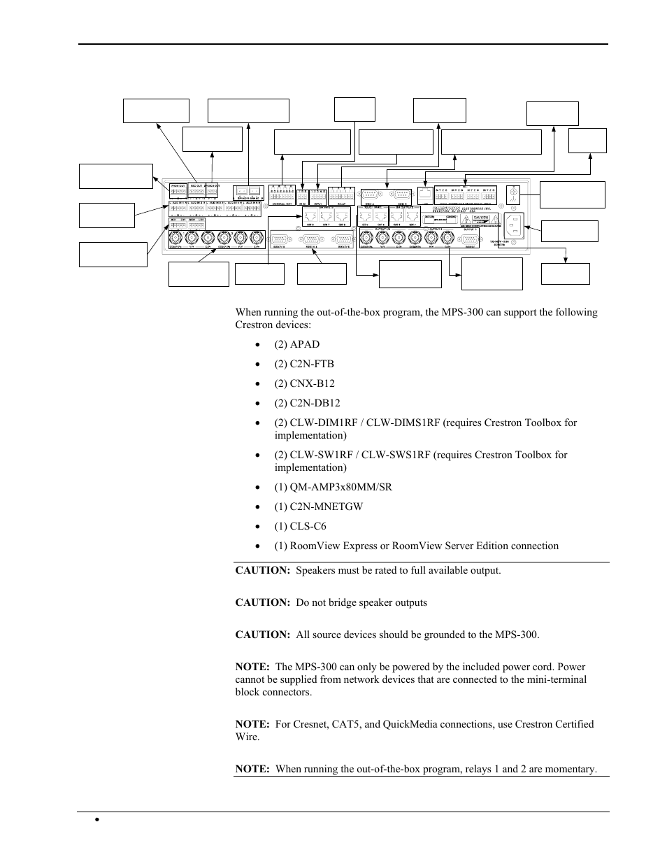 Hardware connections for the mps-300, rear | Crestron electronic Multimedia Presentation System 300 MPS-300 User Manual | Page 30 / 96