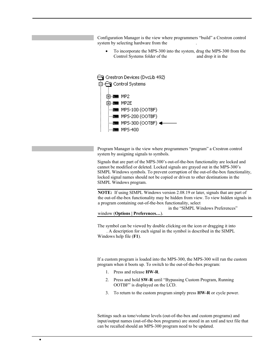 Switching programs, Saving settings | Crestron electronic Multimedia Presentation System 300 MPS-300 User Manual | Page 36 / 96