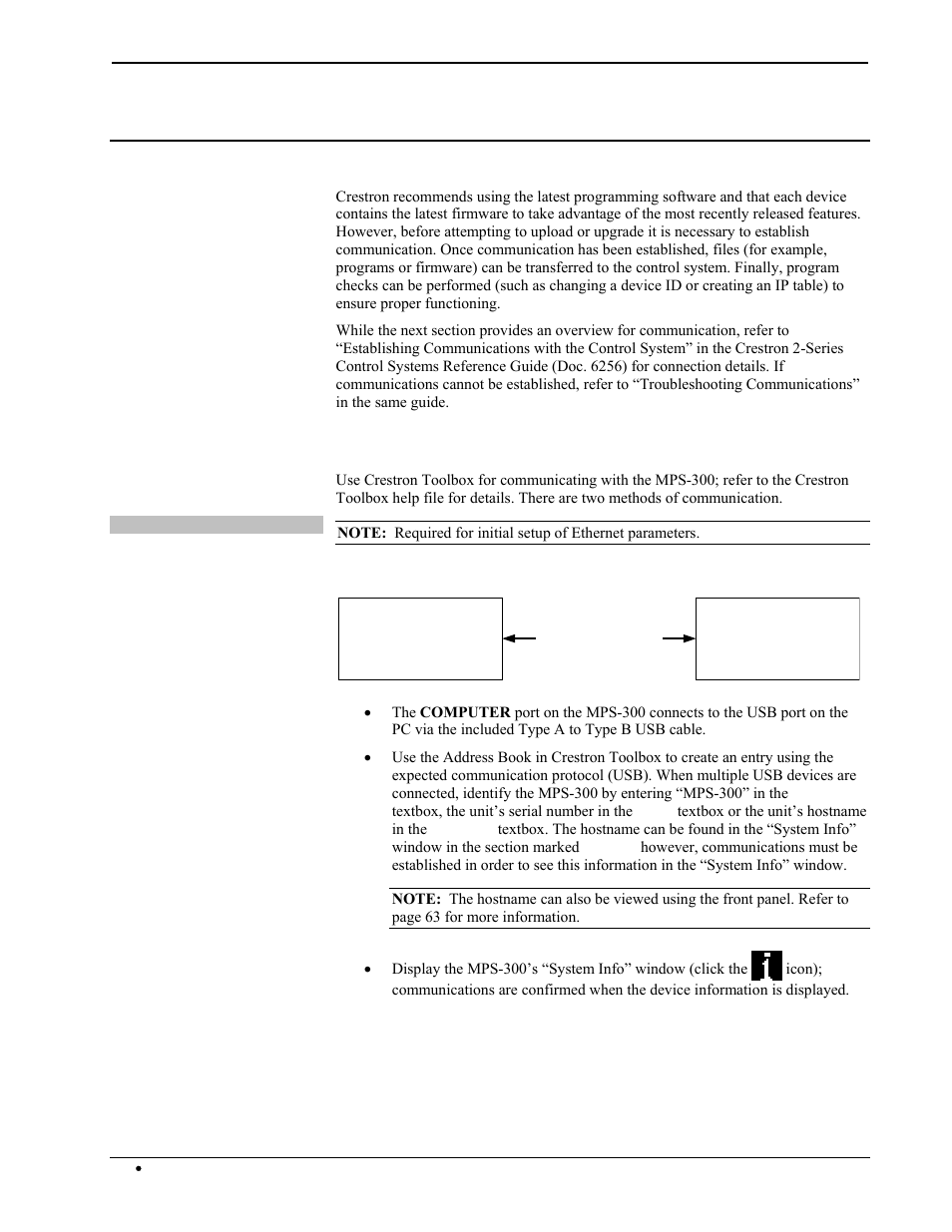 Uploading and upgrading, Establishing communication | Crestron electronic Multimedia Presentation System 300 MPS-300 User Manual | Page 38 / 96