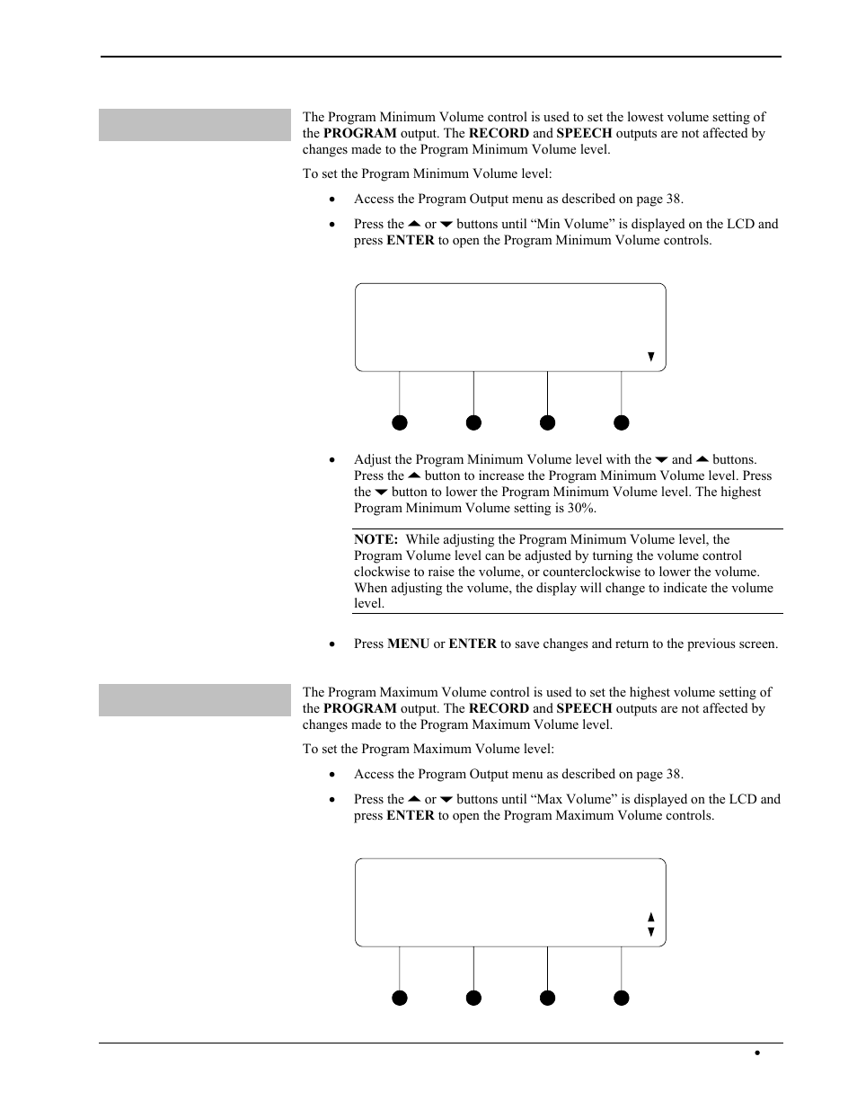 Prog. min volume 30, Prog. max volume 75 | Crestron electronic Multimedia Presentation System 300 MPS-300 User Manual | Page 45 / 96