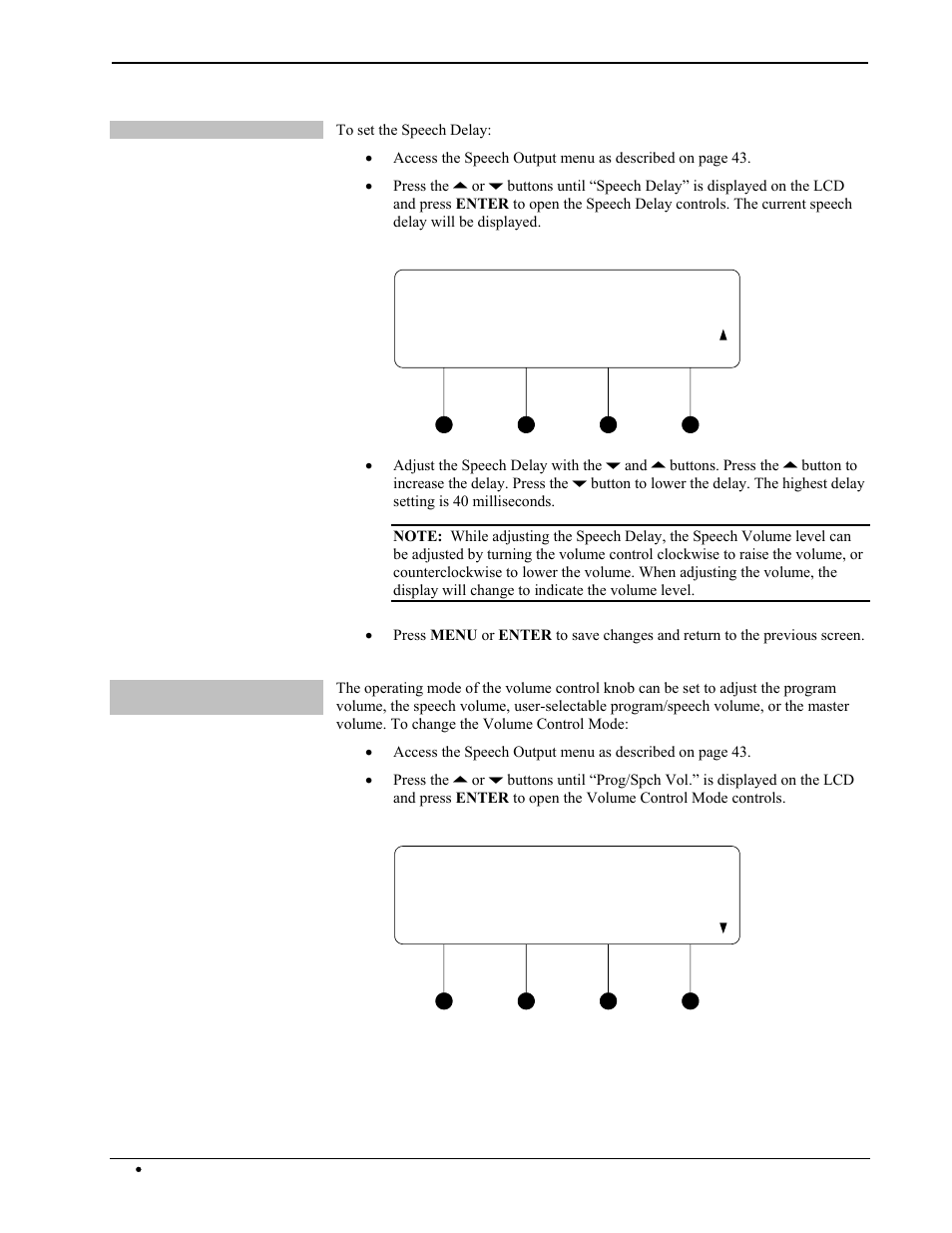 Speech delay 0ms, Prog/spch vol. program only | Crestron electronic Multimedia Presentation System 300 MPS-300 User Manual | Page 50 / 96