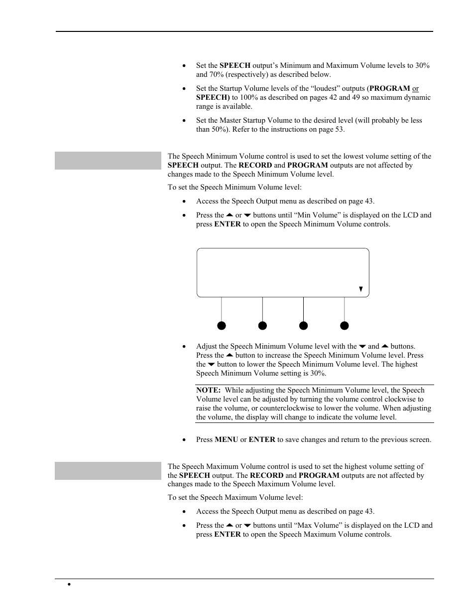 Spch. min volume 30 | Crestron electronic Multimedia Presentation System 300 MPS-300 User Manual | Page 52 / 96