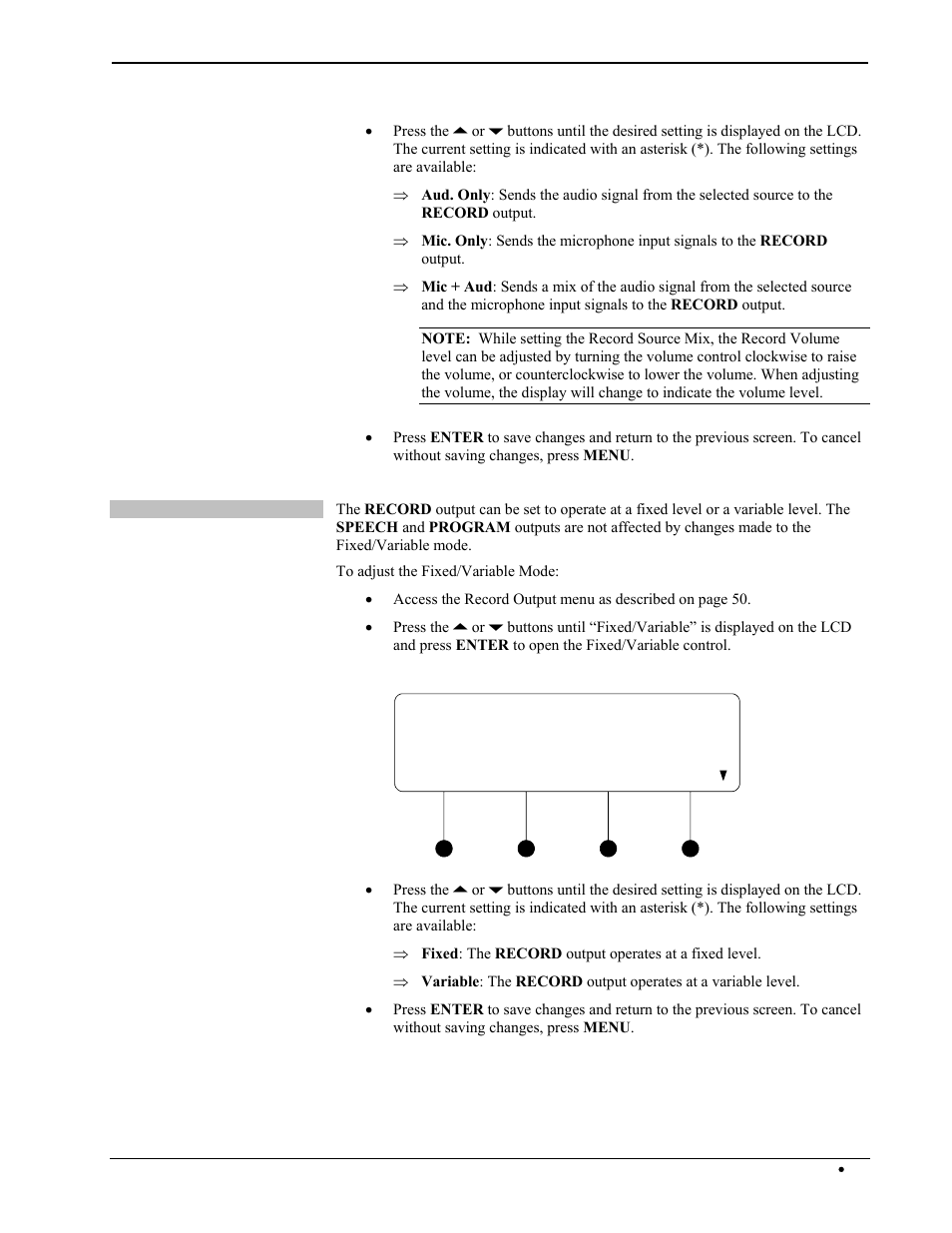 Rec. fixed/variable fixed | Crestron electronic Multimedia Presentation System 300 MPS-300 User Manual | Page 55 / 96