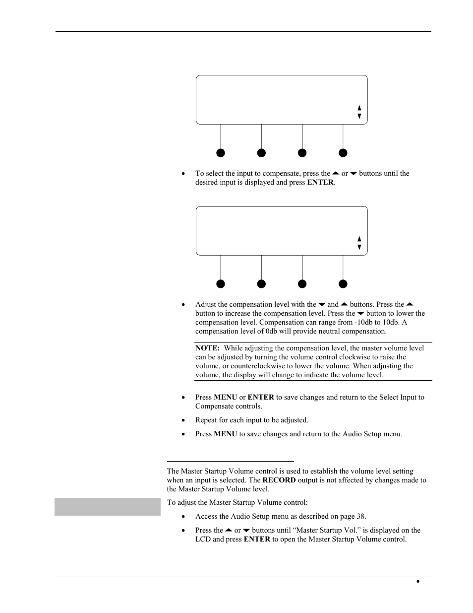 Input compensation input 1 comp, Input 1 comp. 0db | Crestron electronic Multimedia Presentation System 300 MPS-300 User Manual | Page 57 / 96