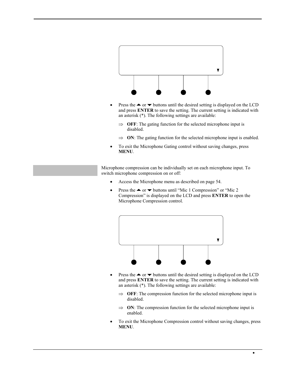 Mic 1 gating off, Mic 1 compression off | Crestron electronic Multimedia Presentation System 300 MPS-300 User Manual | Page 59 / 96