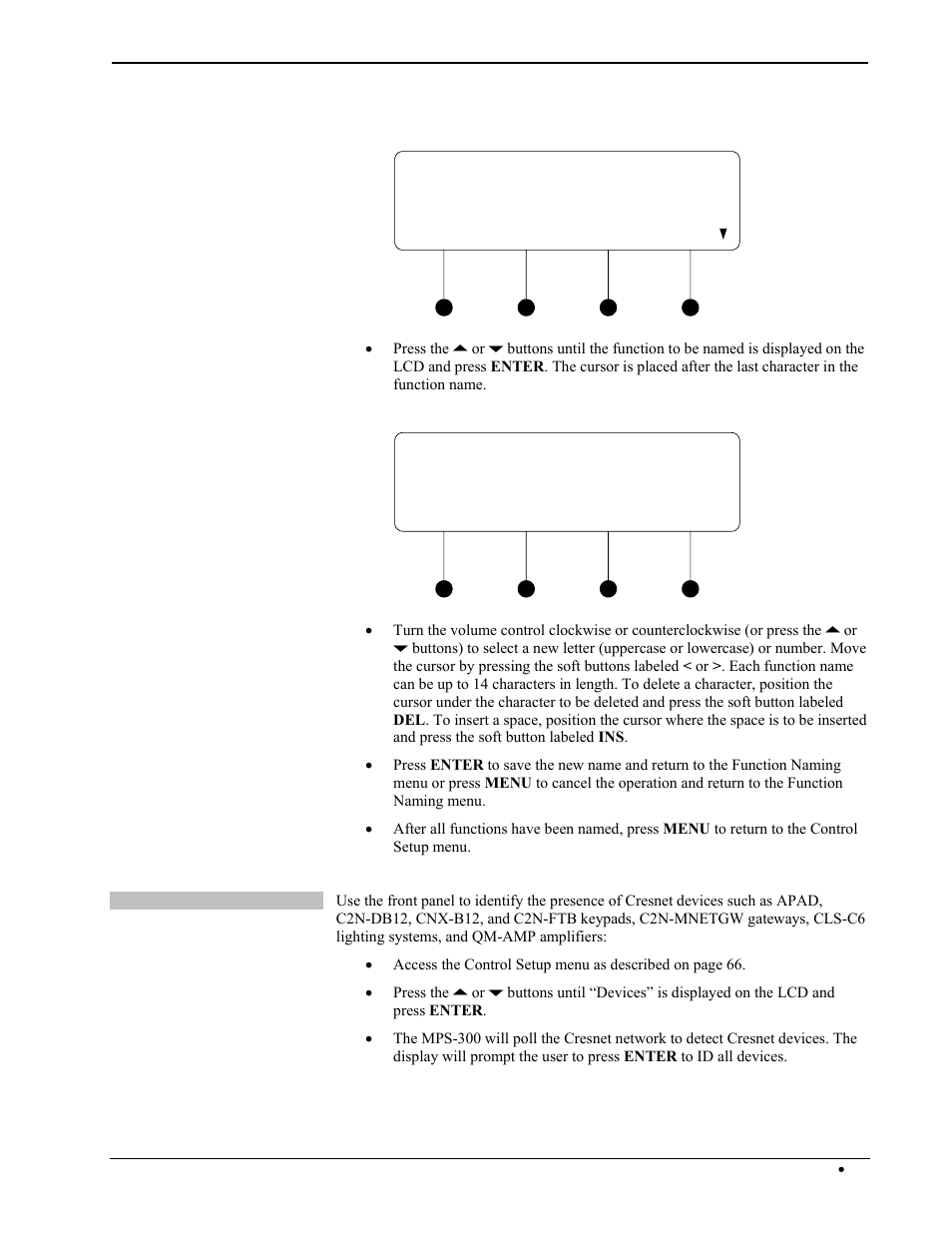 Select fct. to name 1:mute, Mute_ del ins | Crestron electronic Multimedia Presentation System 300 MPS-300 User Manual | Page 71 / 96