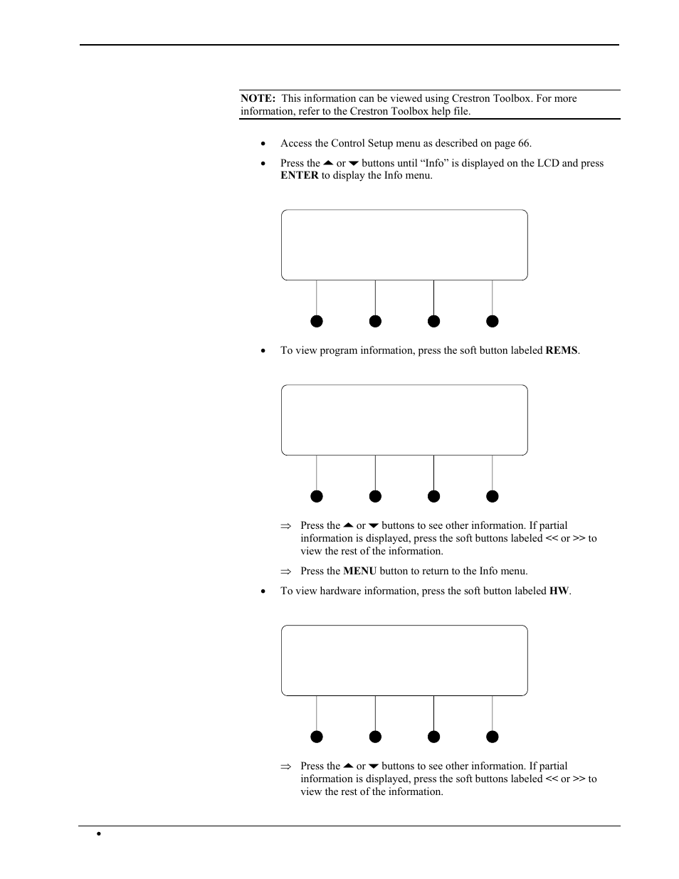 Info rems hw net ops, Program boot directo, Current hardware con | Crestron electronic Multimedia Presentation System 300 MPS-300 User Manual | Page 74 / 96