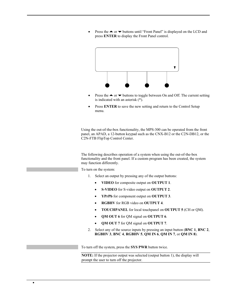 Operation, Front panel lock: on | Crestron electronic Multimedia Presentation System 300 MPS-300 User Manual | Page 80 / 96