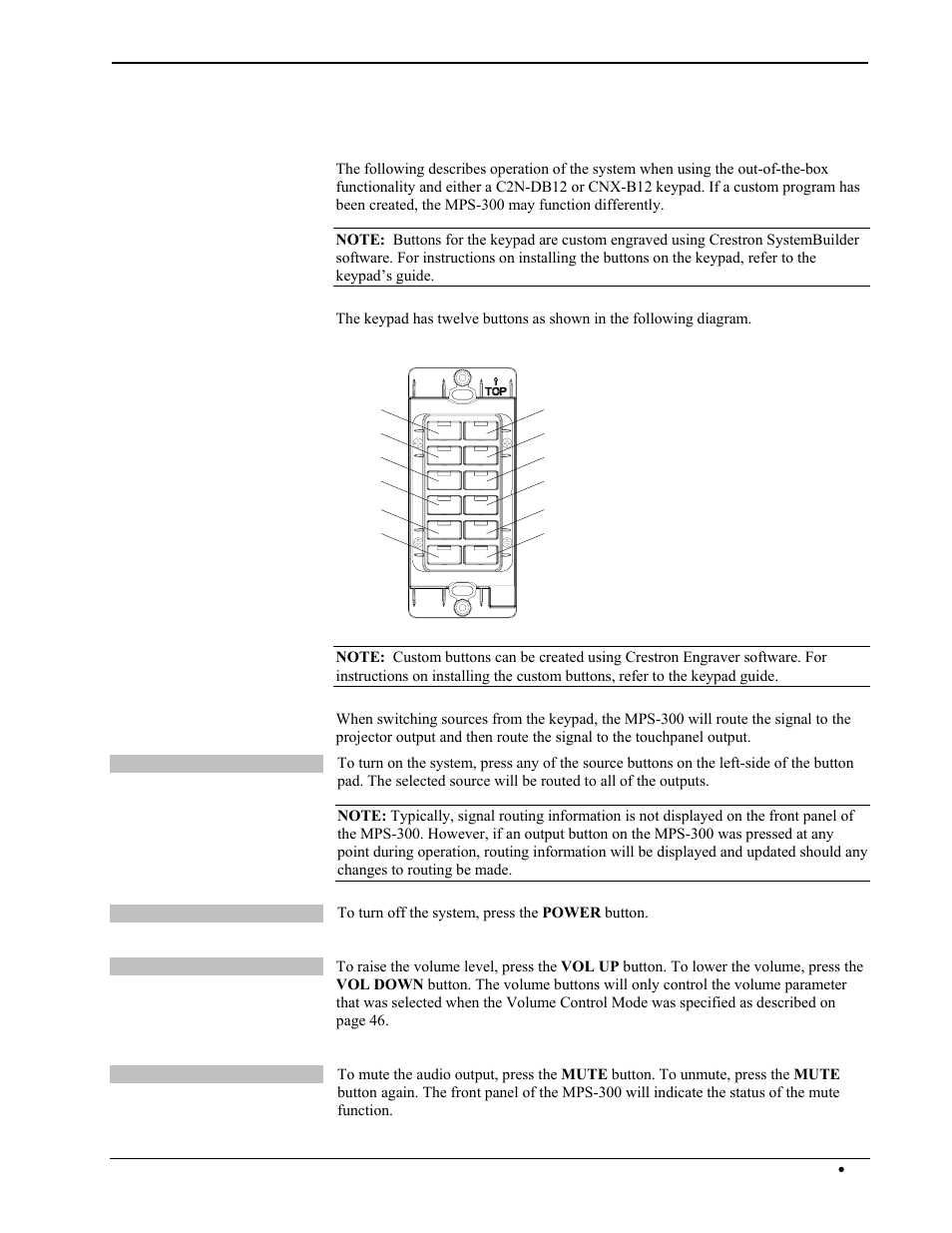 Control from a keypad | Crestron electronic Multimedia Presentation System 300 MPS-300 User Manual | Page 85 / 96