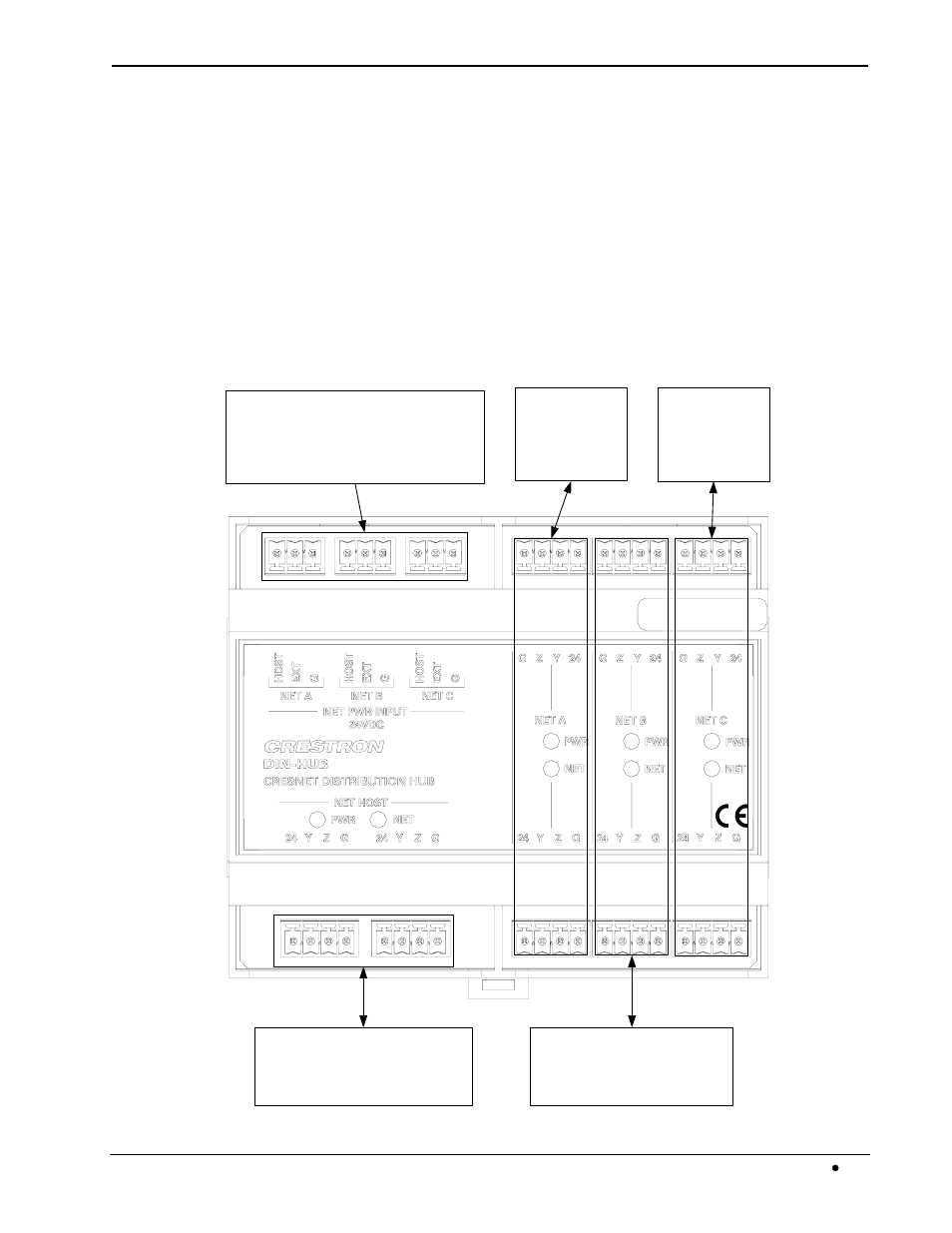 Hardware hookup, Crestron din-hub din rail cresnet, Distribution hub | Crestron electronic Crestron Green Light DIN-HUB User Manual | Page 15 / 24