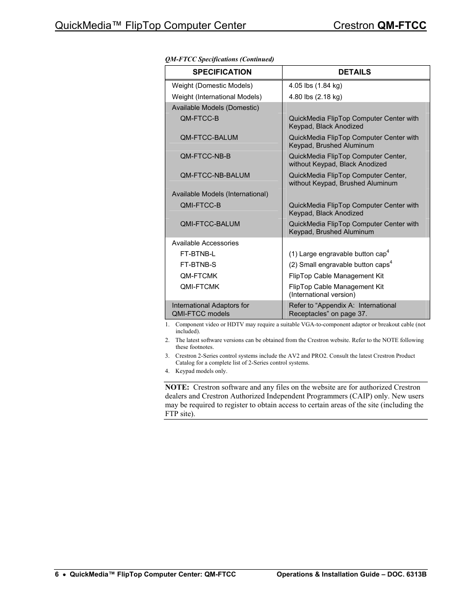 Crestron electronic QM-FTCC User Manual | Page 10 / 48