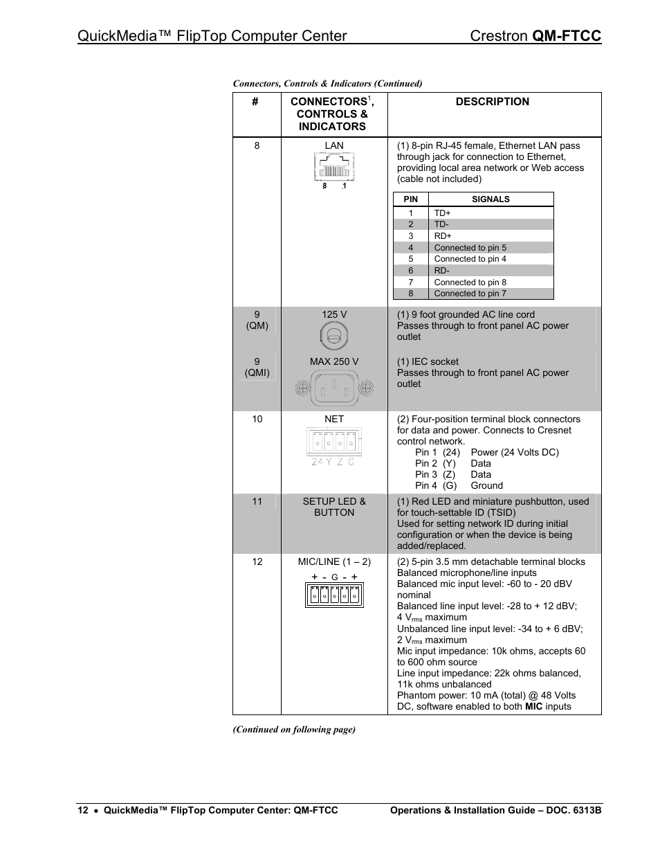 Crestron electronic QM-FTCC User Manual | Page 16 / 48
