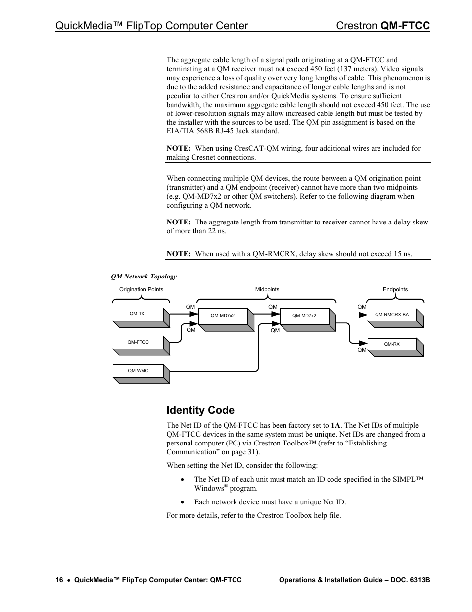 Identity code | Crestron electronic QM-FTCC User Manual | Page 20 / 48