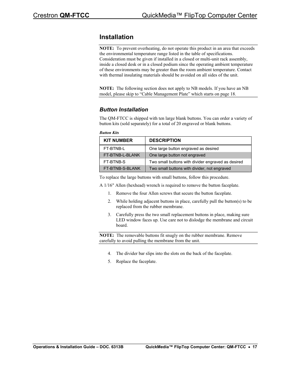 Installation | Crestron electronic QM-FTCC User Manual | Page 21 / 48