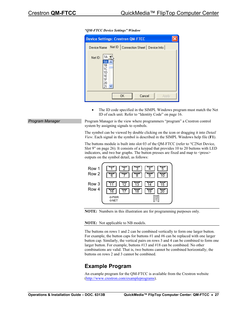 Example program | Crestron electronic QM-FTCC User Manual | Page 31 / 48