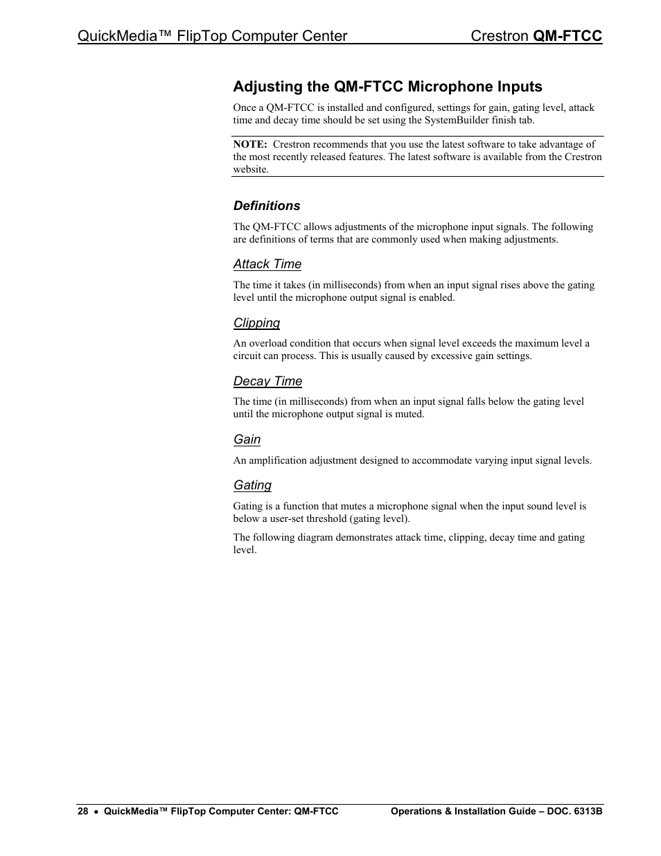 Adjusting the qm-ftcc microphone inputs | Crestron electronic QM-FTCC User Manual | Page 32 / 48