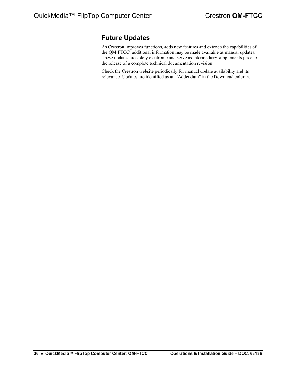 Future updates | Crestron electronic QM-FTCC User Manual | Page 40 / 48
