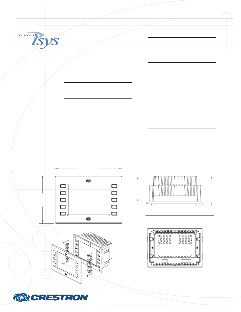 Crestron isys, Tps-2000l compact video touchpanel | Crestron electronic Lsys TPS 2000L User Manual | Page 2 / 2
