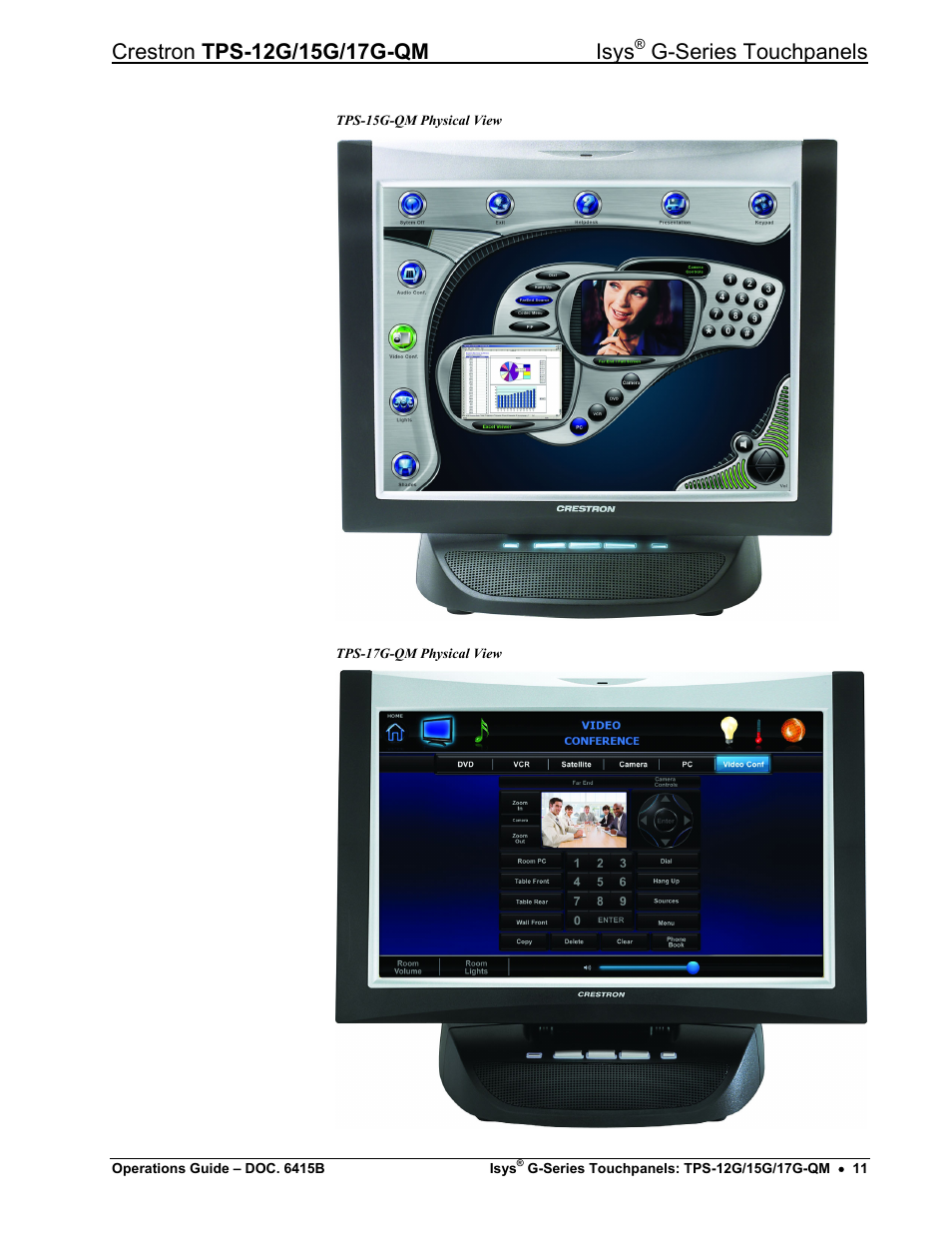 G-series touchpanels | Crestron electronic Isys G-Series TPS-15G-QM User Manual | Page 15 / 70