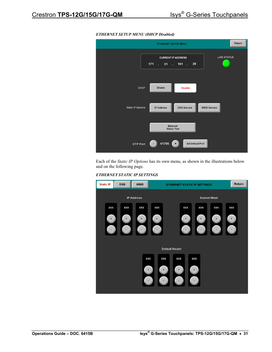 G-series touchpanels | Crestron electronic Isys G-Series TPS-15G-QM User Manual | Page 35 / 70