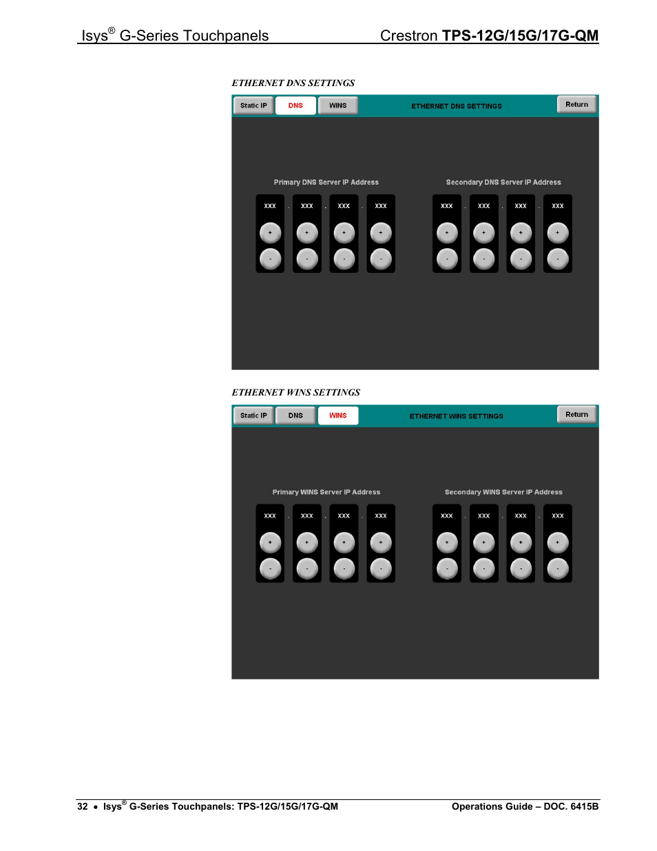 Isys | Crestron electronic Isys G-Series TPS-15G-QM User Manual | Page 36 / 70