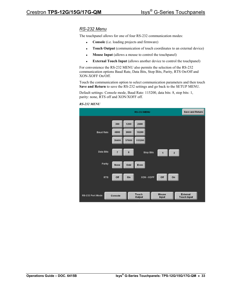 G-series touchpanels | Crestron electronic Isys G-Series TPS-15G-QM User Manual | Page 37 / 70
