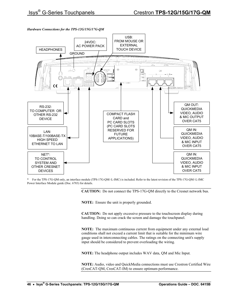 Isys | Crestron electronic Isys G-Series TPS-15G-QM User Manual | Page 50 / 70
