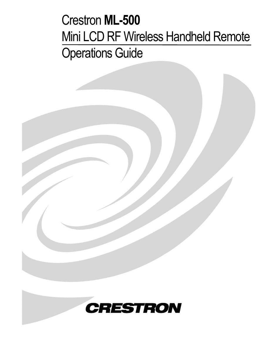 Crestron electronic ML-500 User Manual | 16 pages