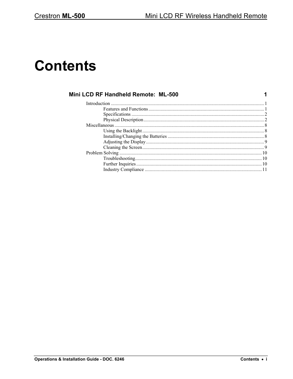 Crestron electronic ML-500 User Manual | Page 3 / 16
