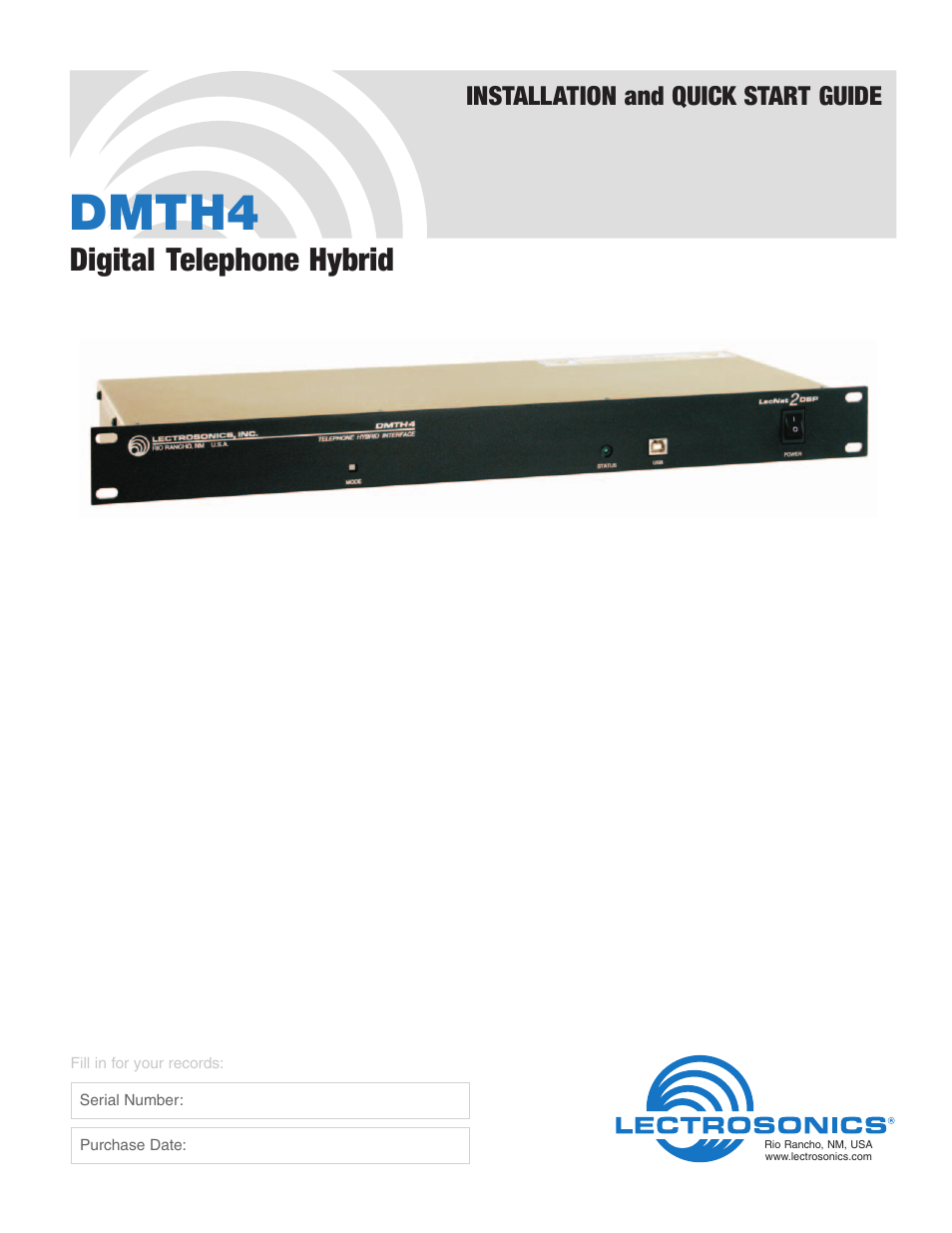 Crestron electronic DMTH4 User Manual | 24 pages