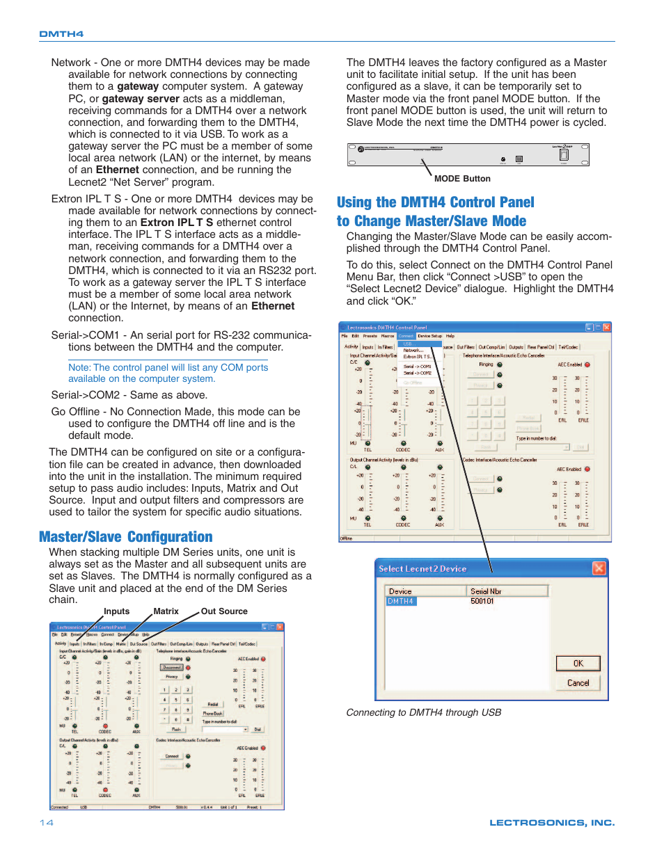 Master/slave configuration | Crestron electronic DMTH4 User Manual | Page 14 / 24