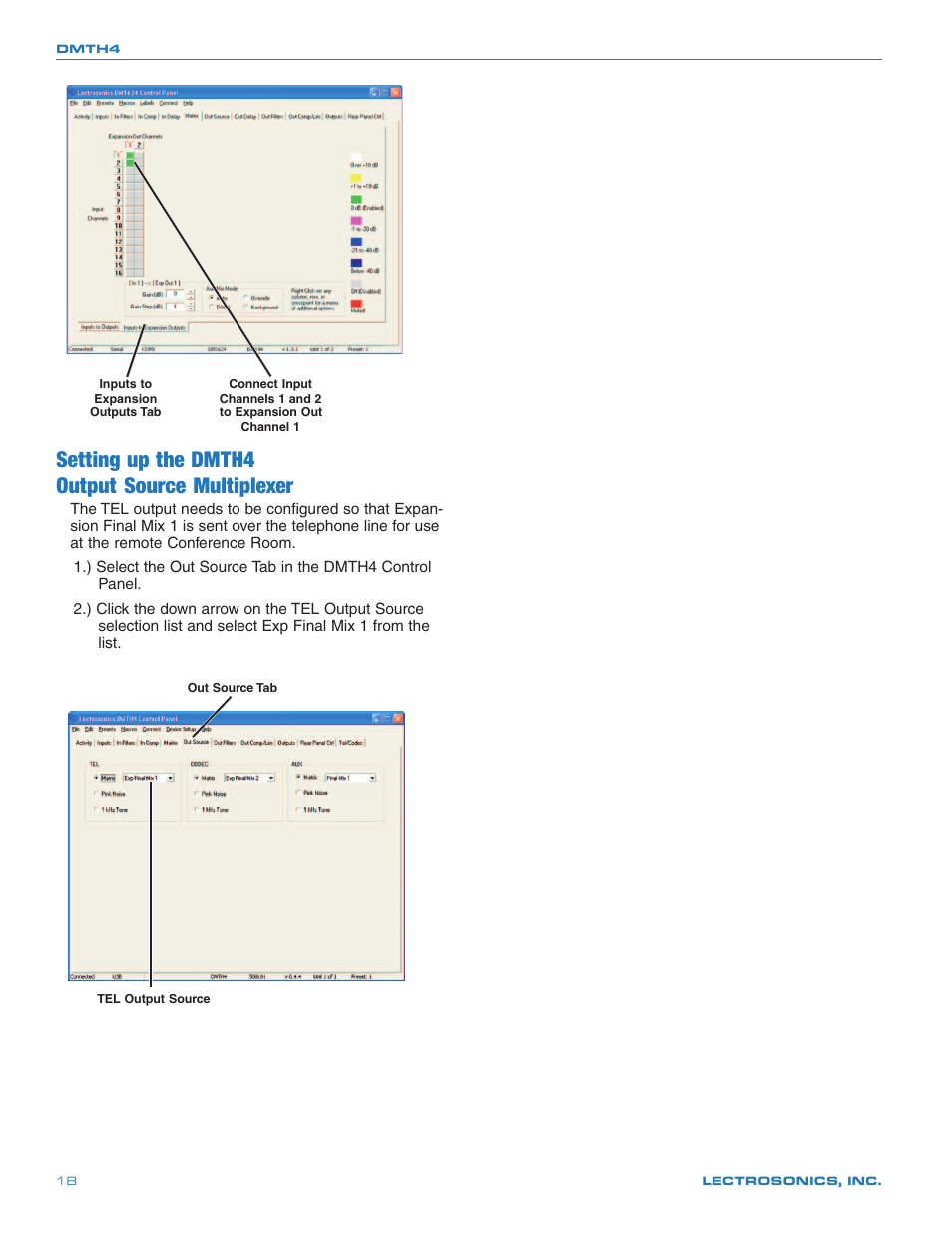 Setting up the dmth4 output source multiplexer | Crestron electronic DMTH4 User Manual | Page 18 / 24
