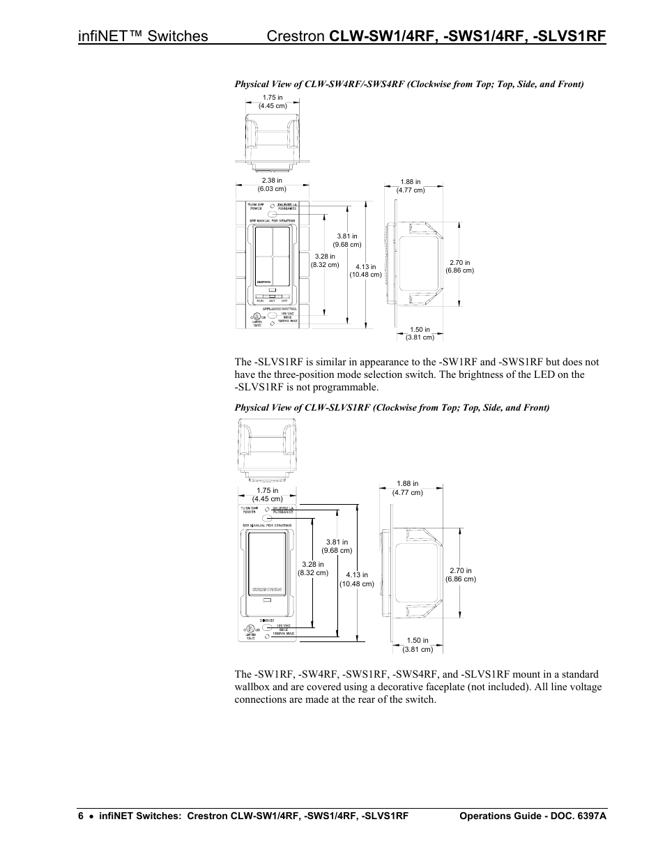 Crestron electronic CLW-SW1/4RF User Manual | Page 10 / 36