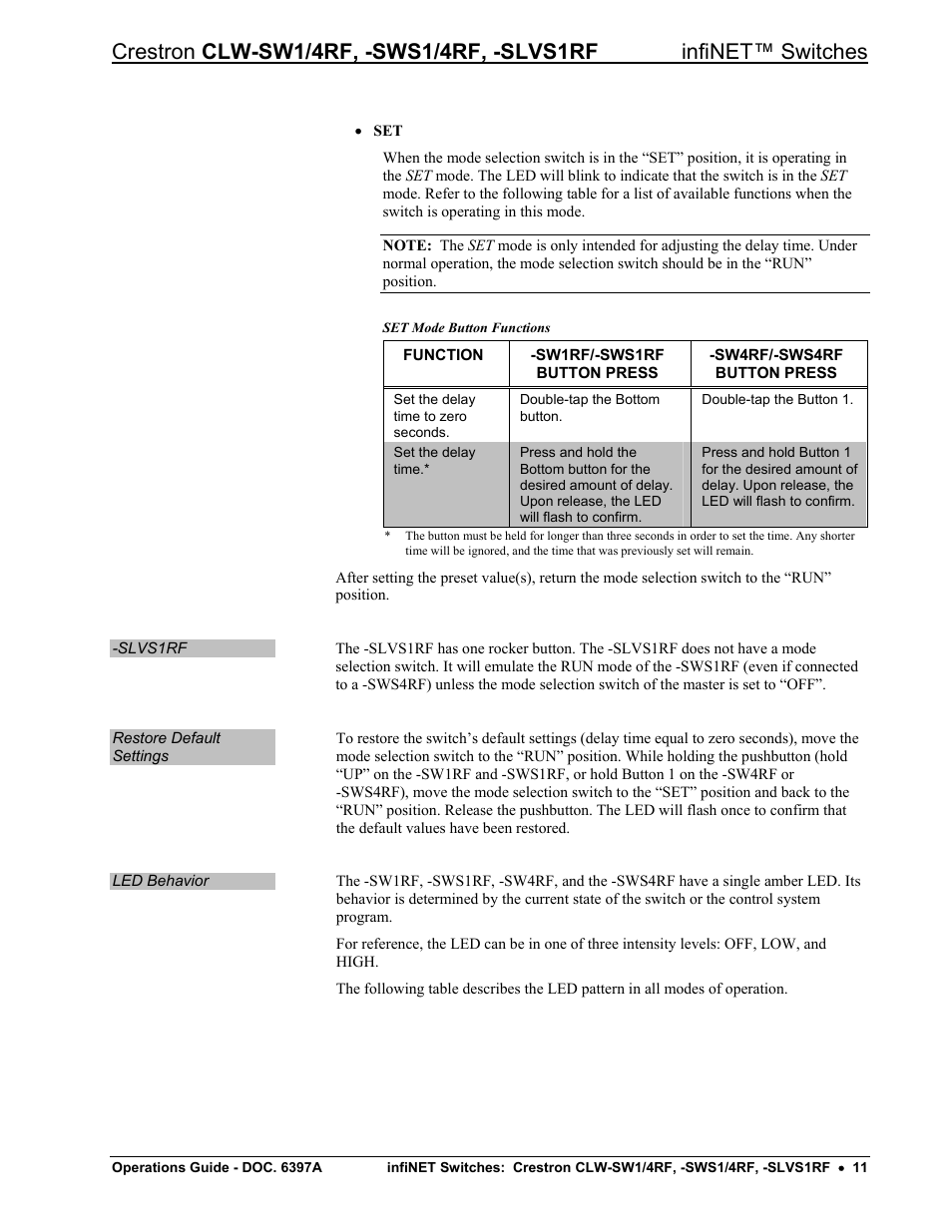 Crestron electronic CLW-SW1/4RF User Manual | Page 15 / 36