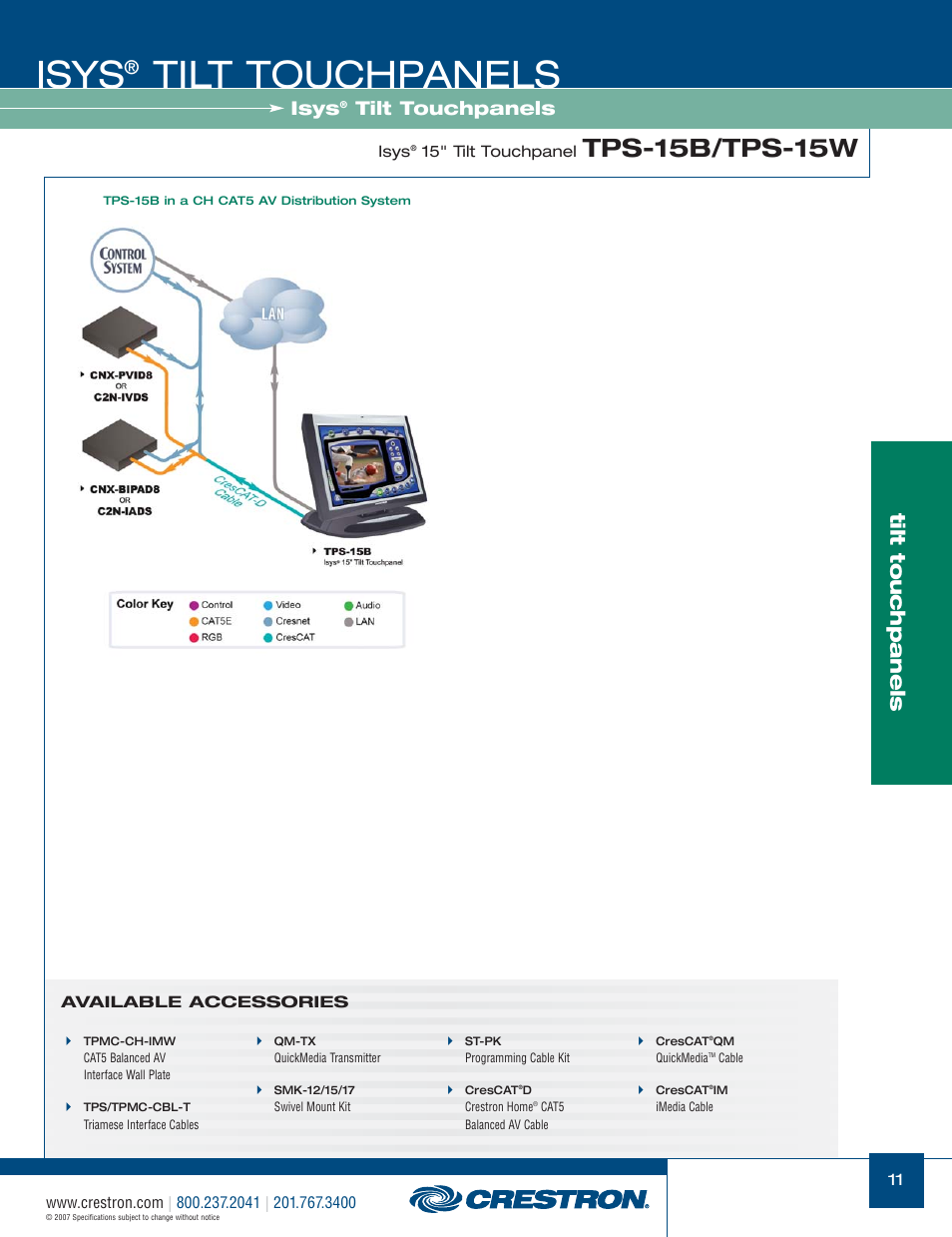 48399_011.pdf, Isys, Tilt touchpanels | Tps-15b/tps-15w | Crestron electronic Isys TPS-17W User Manual | Page 11 / 58