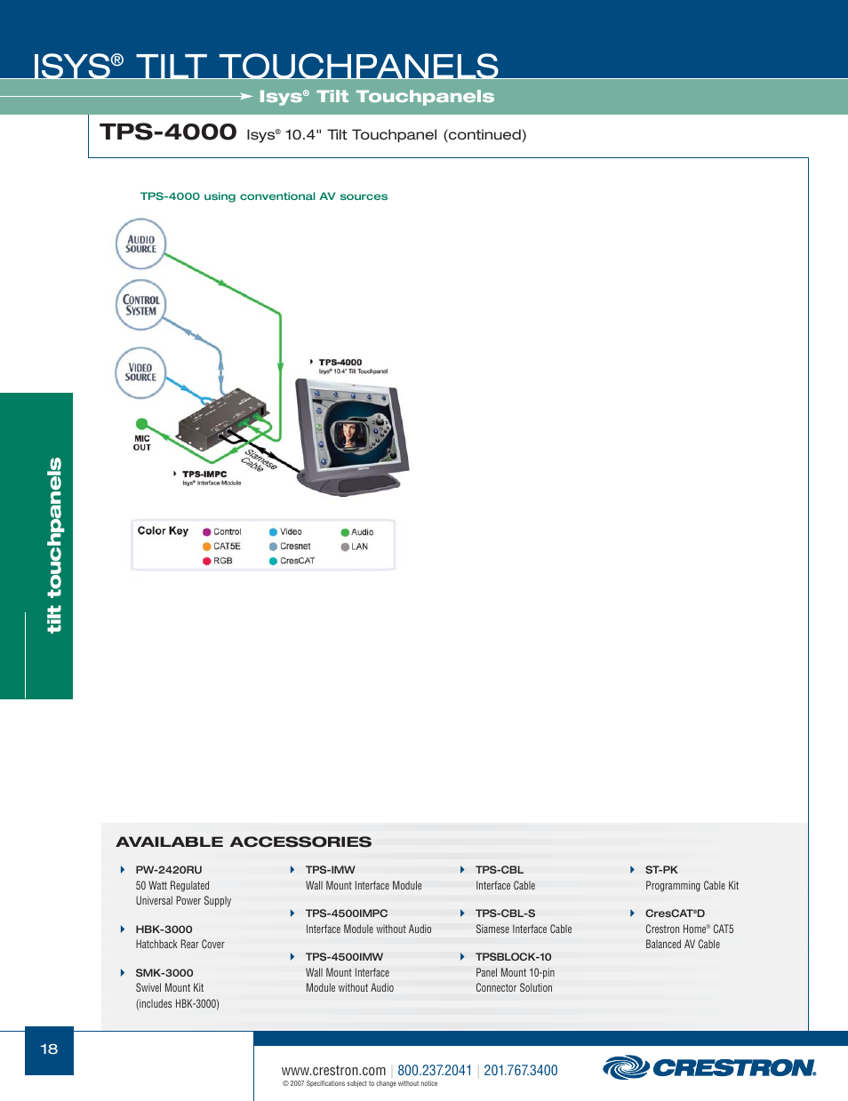 48399_018.pdf, Isys, Tilt touchpanels | Tps-4000 | Crestron electronic Isys TPS-17W User Manual | Page 18 / 58