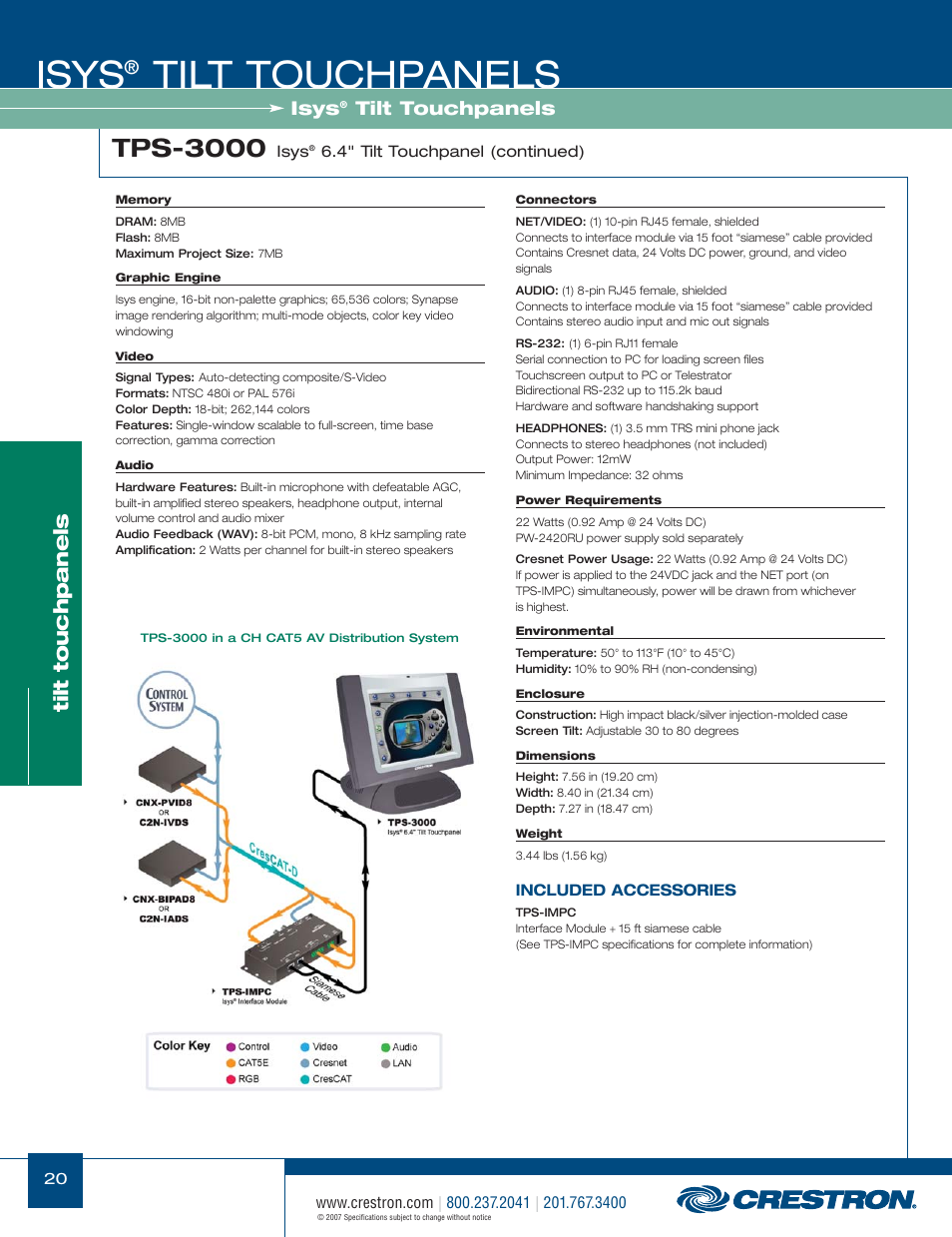 48399_020.pdf, Isys, Tilt touchpanels | Tps-3000 | Crestron electronic Isys TPS-17W User Manual | Page 20 / 58