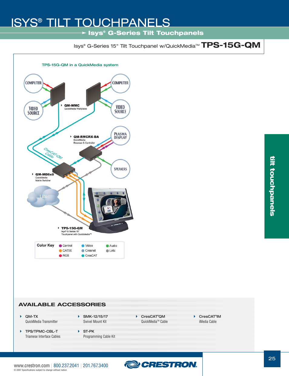 48399_025.pdf, Isys, Tilt touchpanels | Tps-15g-qm, G-series tilt touchpanels | Crestron electronic Isys TPS-17W User Manual | Page 25 / 58