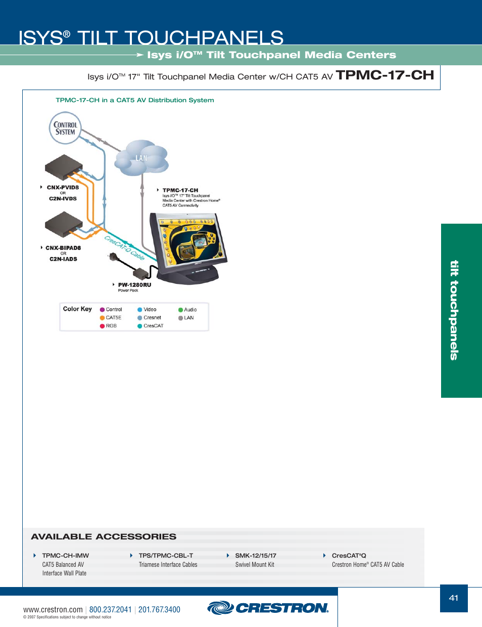 48399_041.pdf, Isys, Tilt touchpanels | Tpmc-17-ch | Crestron electronic Isys TPS-17W User Manual | Page 41 / 58