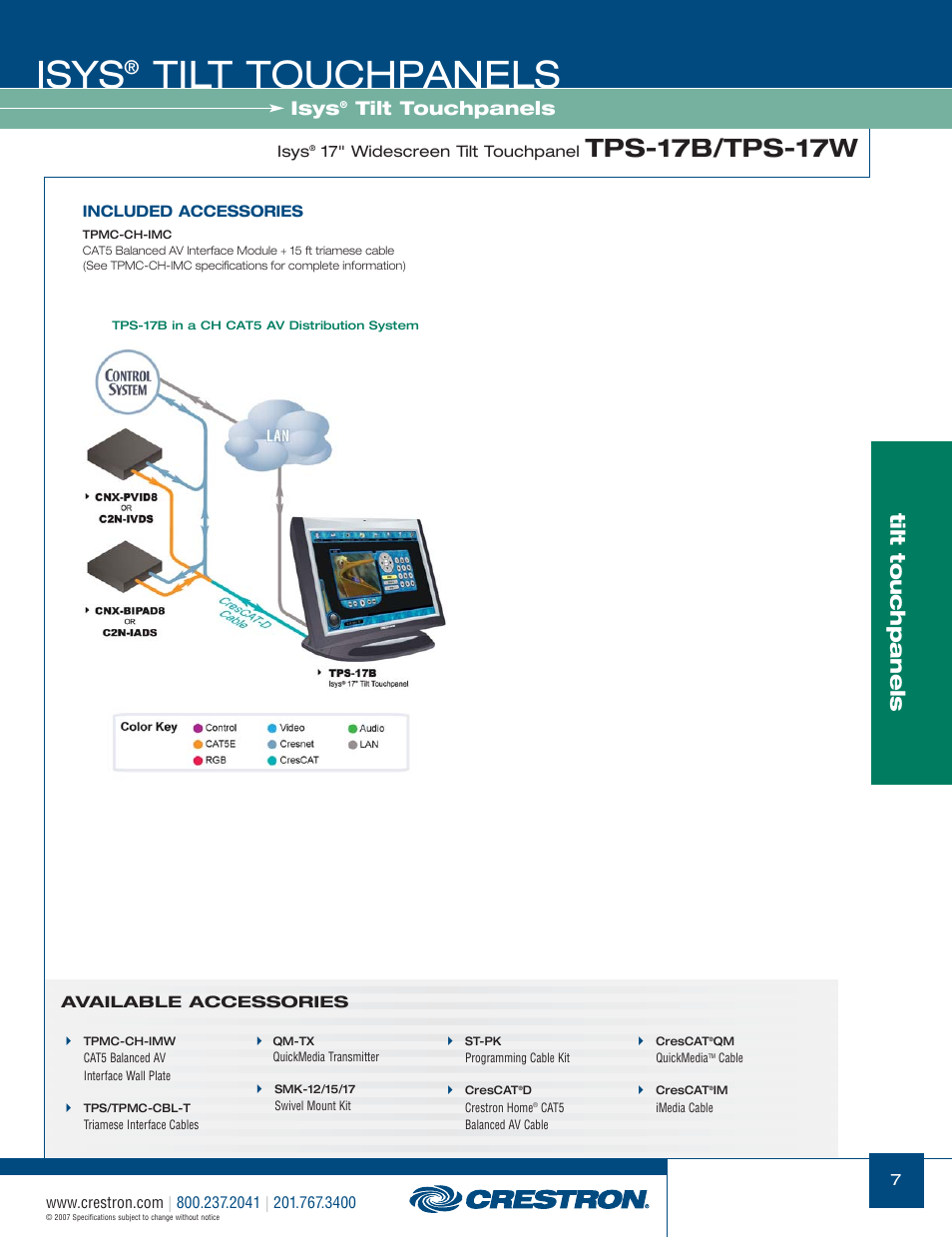 48399_007.pdf, Isys, Tilt touchpanels | Tps-17b/tps-17w | Crestron electronic Isys TPS-17W User Manual | Page 7 / 58