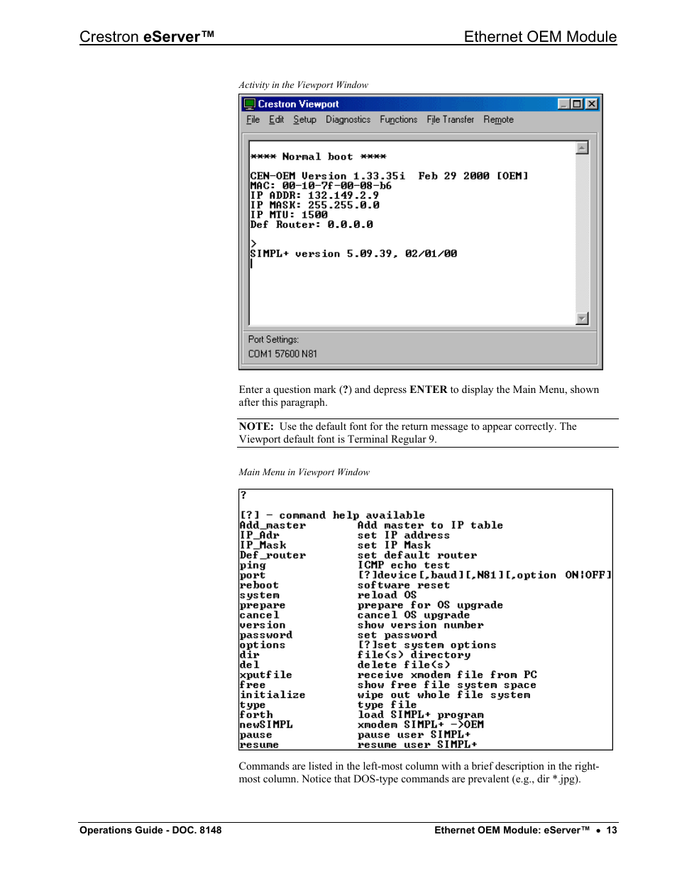 Crestron eserver™ ethernet oem module | Crestron electronic Ethernet User Manual | Page 17 / 44