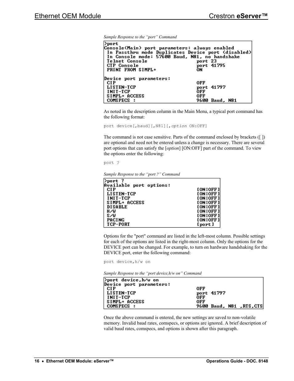 Ethernet oem module crestron eserver | Crestron electronic Ethernet User Manual | Page 20 / 44