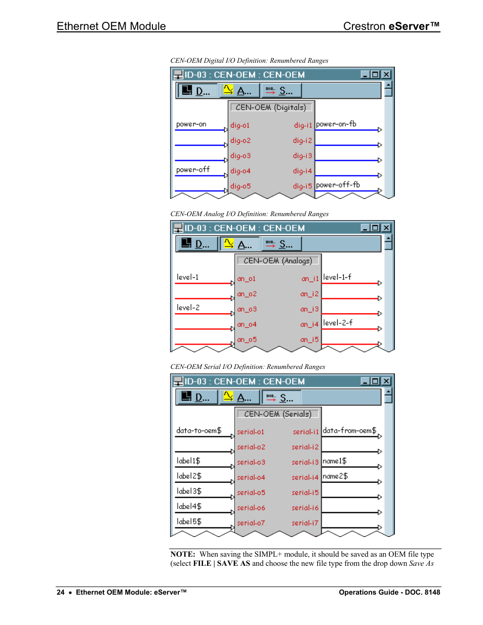 Ethernet oem module crestron eserver | Crestron electronic Ethernet User Manual | Page 28 / 44