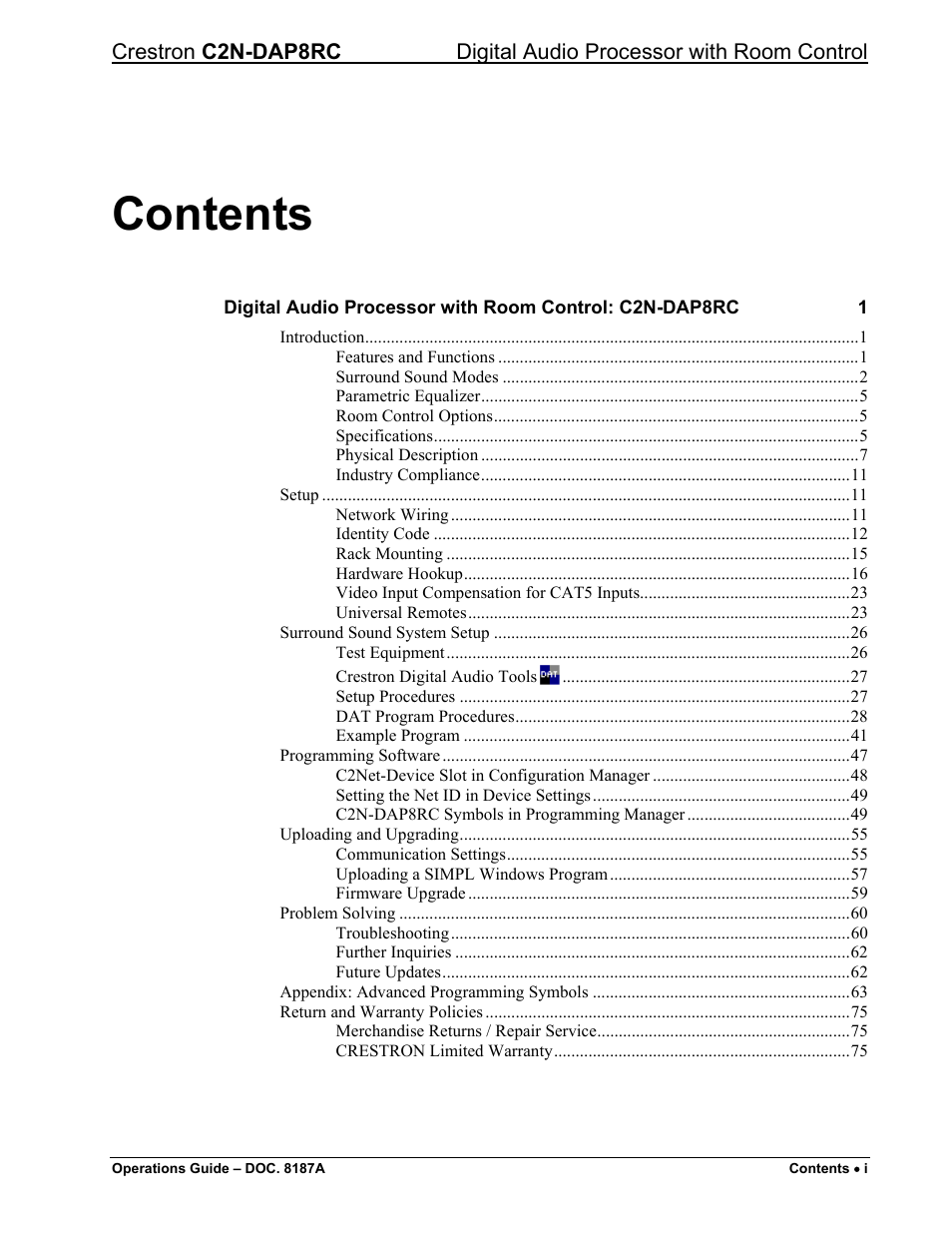 Crestron electronic C2N-DAP8RC User Manual | Page 3 / 80