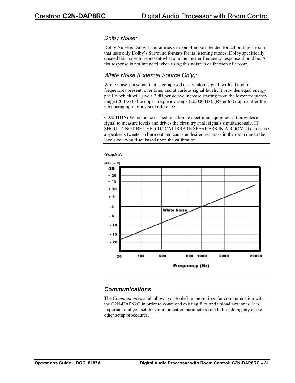 Communications” o, Communications, 31 f | Crestron electronic C2N-DAP8RC User Manual | Page 35 / 80