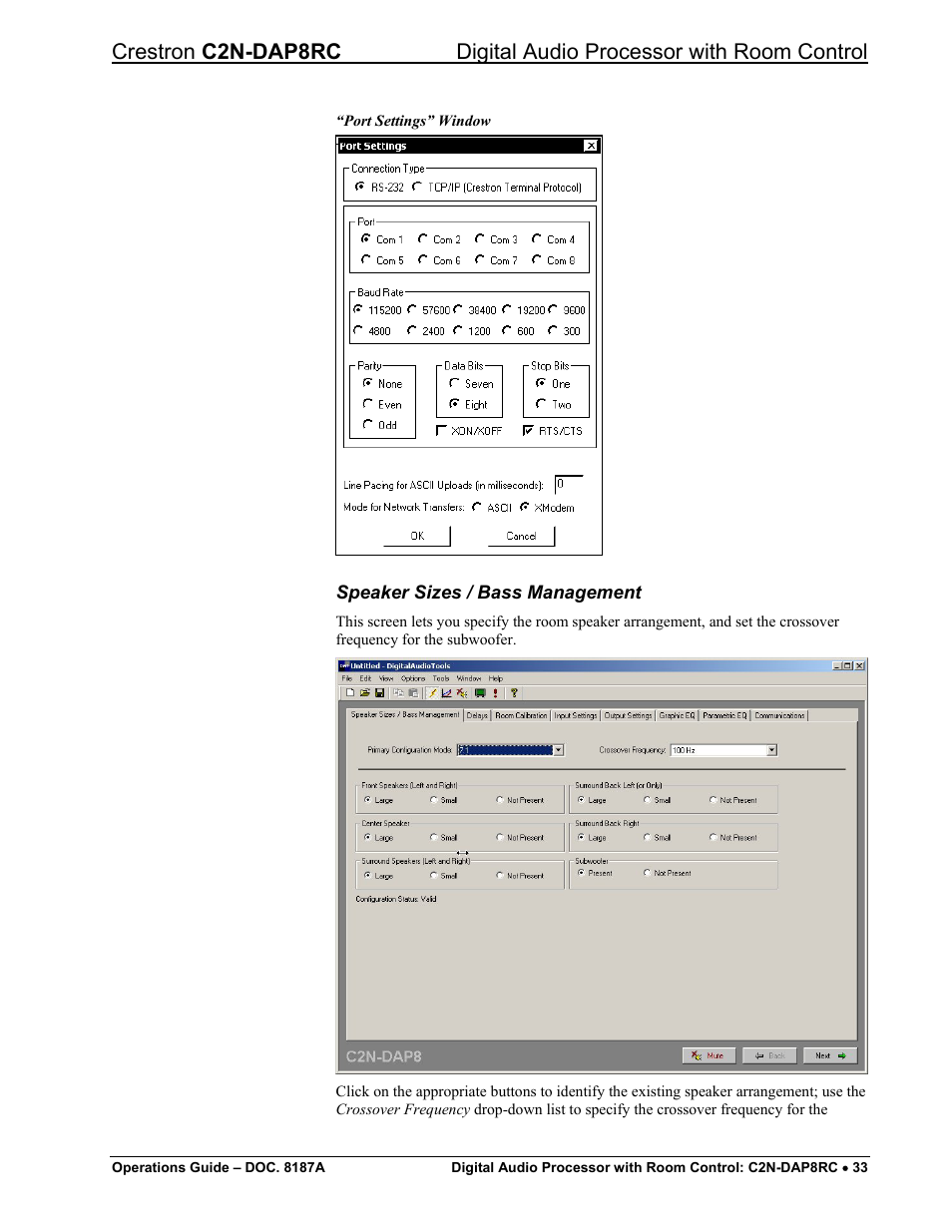 D in “speaker sizes / bass, Management” on | Crestron electronic C2N-DAP8RC User Manual | Page 37 / 80