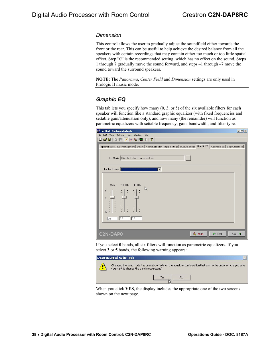 Graphic eq, Ge 38 | Crestron electronic C2N-DAP8RC User Manual | Page 42 / 80